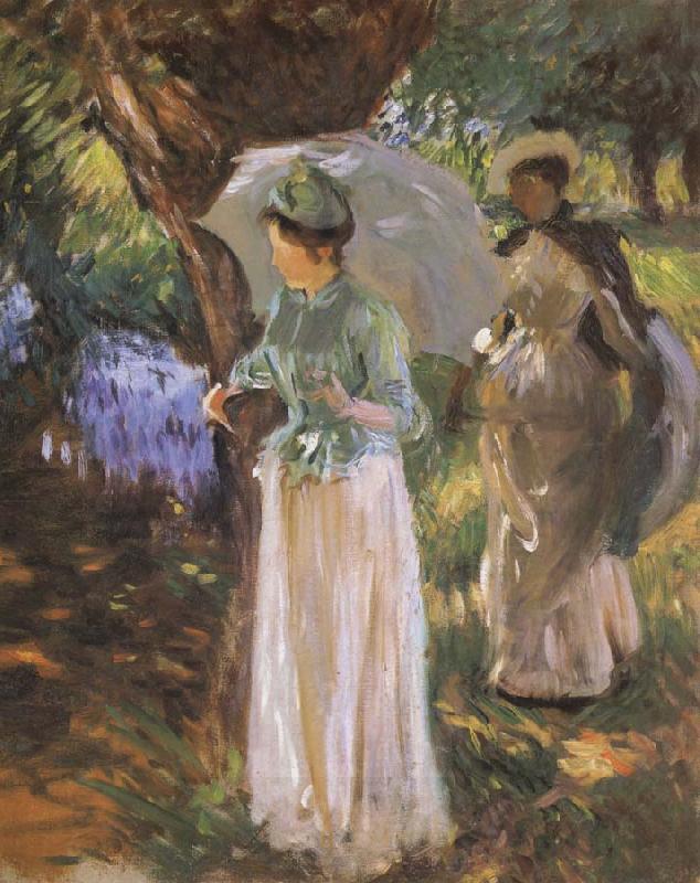 John Singer Sargent Two Girl with Parasols at Fladbury oil painting picture